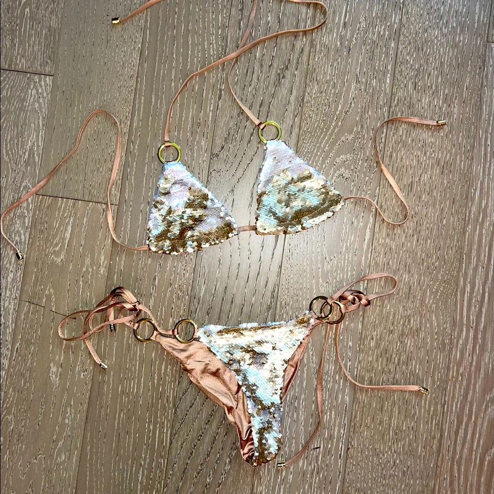Beach Bunny sequence bikini in beige S